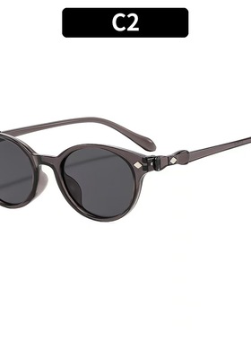 椭圆米钉蝴蝶结优雅少女太阳眼镜