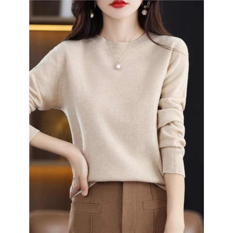 反季针织衫女圆领羊毛衫秋季宽松短款毛衣长袖大尺码内搭打底衫,淘宝优惠券,粉丝福利购,淘宝优惠卷