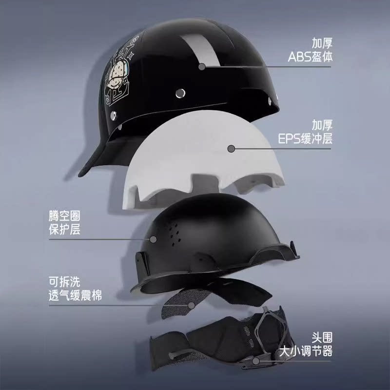 Peaked cap helmet with extended brim for sun protection and breathability