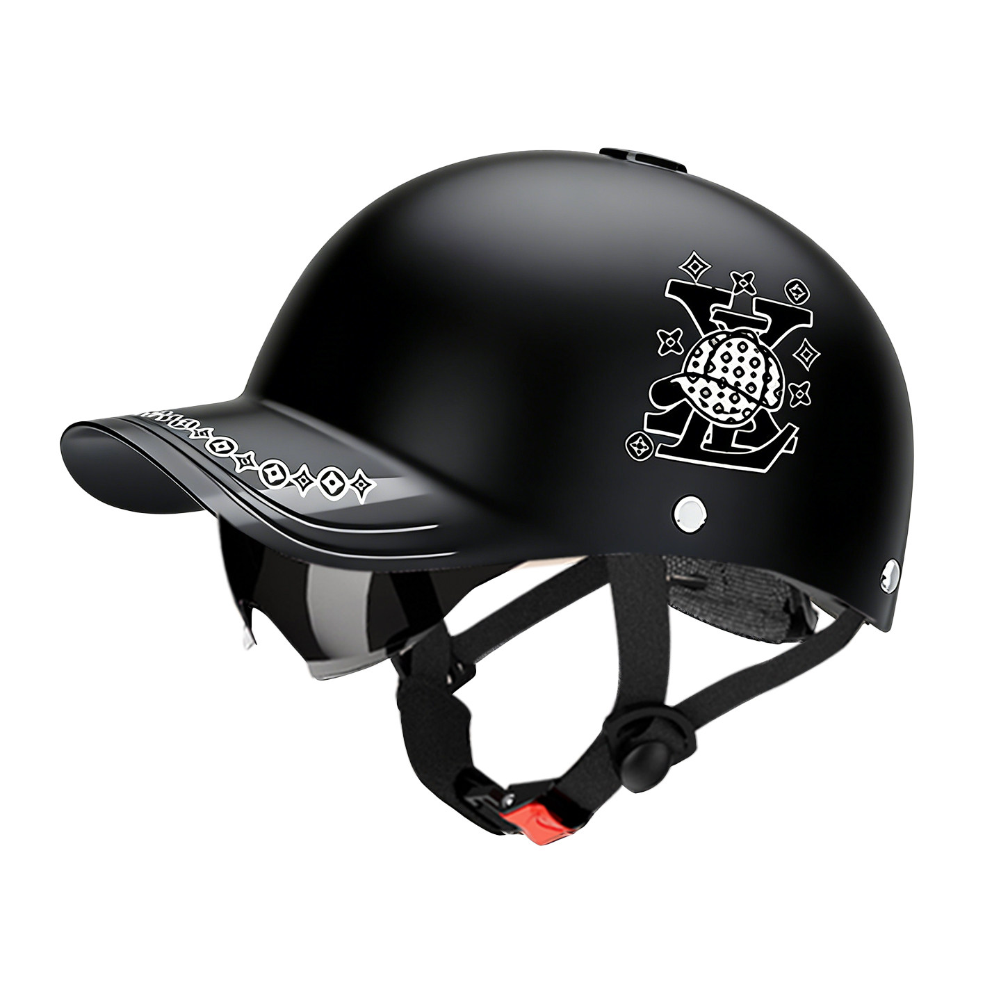 Peaked cap helmet with extended brim for sun protection and breathability