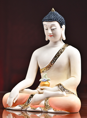 陶瓷如来佛祖释迦牟尼佛佛像摆件释迦摩尼三世佛居家供奉德化白瓷