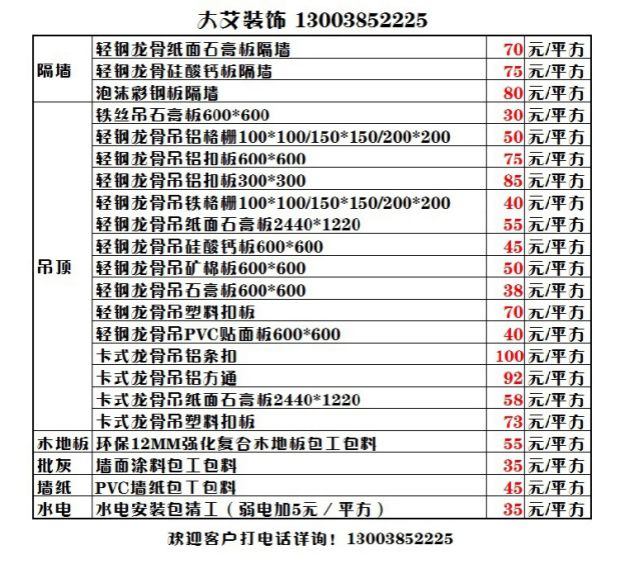 海南海口[吊顶][隔墙]轻钢龙骨石膏板矿棉板硅酸钙板铝方通铝扣板