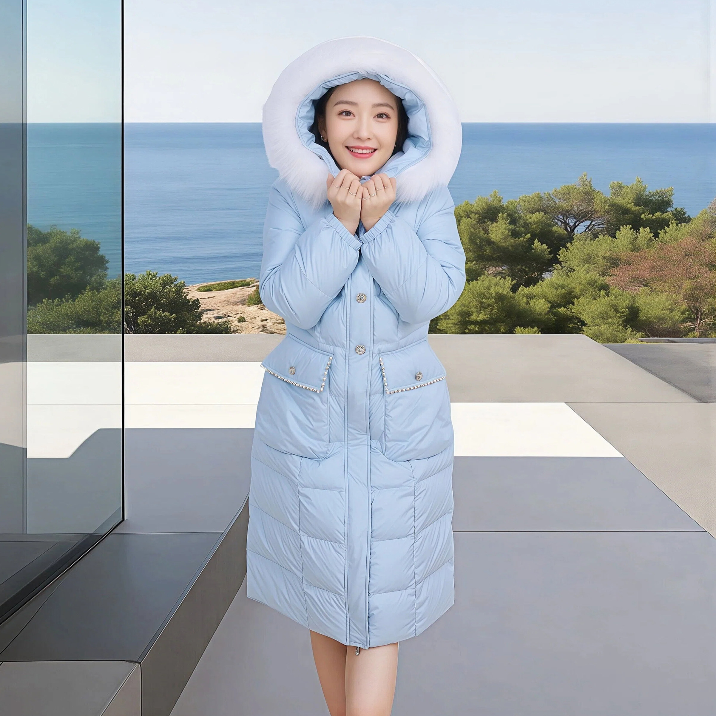 保暖颜值大码女装冬装棉衣胖MM中长高级感钉珠大口袋加厚棉服外套,淘宝优惠券,粉丝福利购,淘宝优惠卷