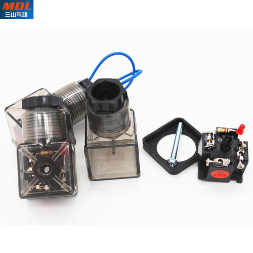 液压电磁阀插头接线盒带灯220V 24V透明茶色0200TA气动灯头厂家 - 图2