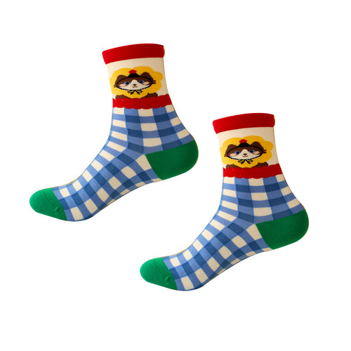 米吉诺拉 春秋无骨可爱猫咪少女巴胺学院风纯棉吸湿透气中筒袜子 - 图3