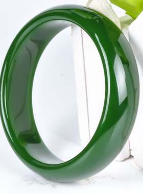 高仿碧玉镯子菠菜绿玉器女款