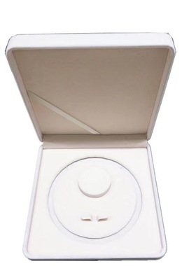 杏白色绒布料包装盒三件套项链耳钉手串首饰饰品收纳盒