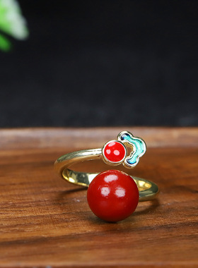 镶嵌祥云款朱砂项链吊坠女