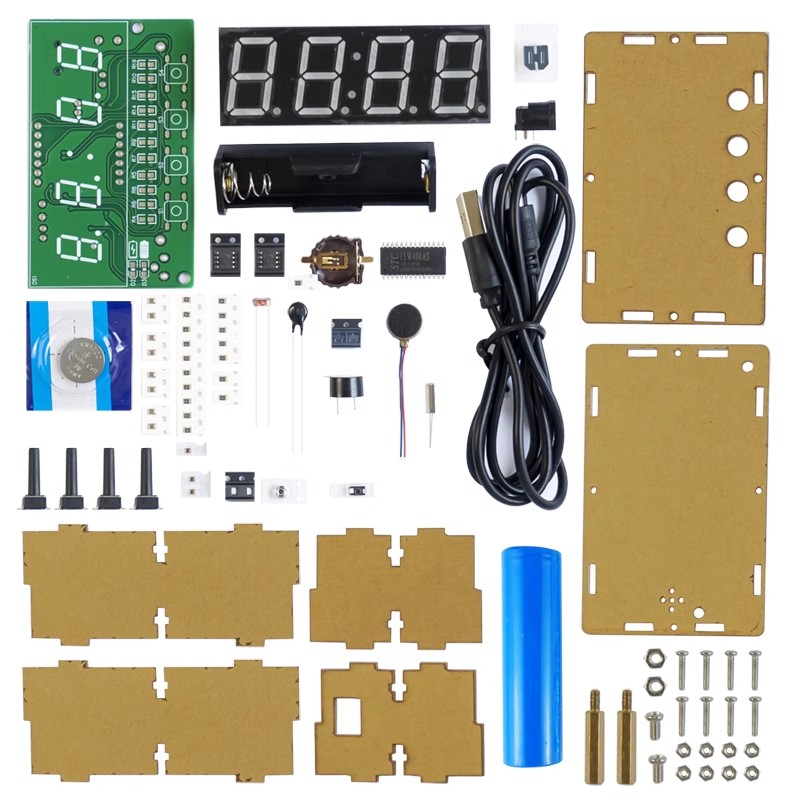 多功能数字时钟套件充电电子时钟温度闹铃教学焊接练习材料包