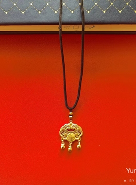 福气平安长命锁编织项链