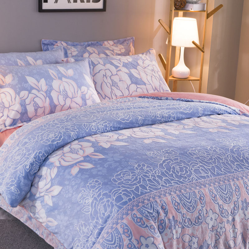 雕花牛奶绒四件套珊瑚绒被套床单冬季加厚双面绒法兰绒保暖防静电,淘宝优惠券,粉丝福利购,淘宝优惠卷