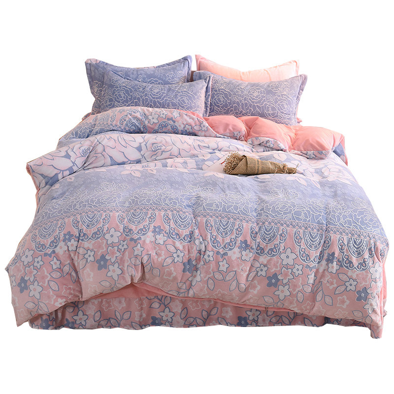 雕花牛奶绒四件套珊瑚绒被套床单冬季加厚双面绒法兰绒保暖防静电,淘宝优惠券,粉丝福利购,淘宝优惠卷