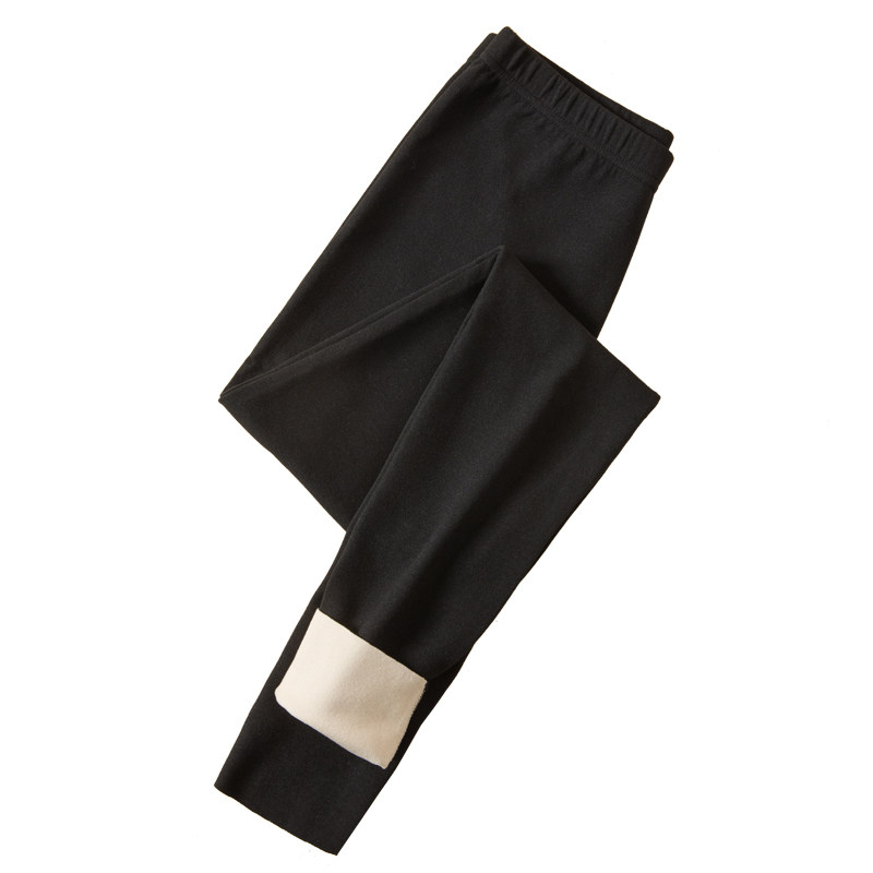 德绒秋裤女无痕发热加厚保暖裤一体纯色中高腰打底裤修身棉毛裤冬