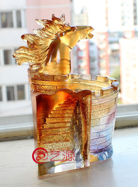 琉璃雄风笔筒商务客户朋友摆件