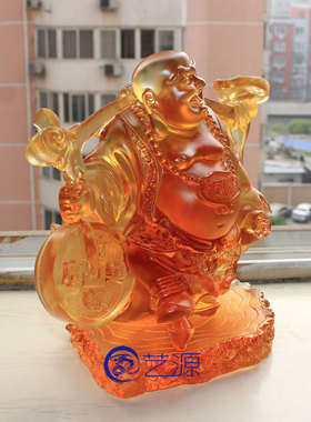 如意结缘保平安弥勒佛琉璃工艺品