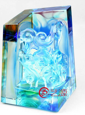 琉璃商务笔筒朋友同事风刻字摆件