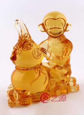 琉璃吉祥物金猴送福生肖祝寿摆件