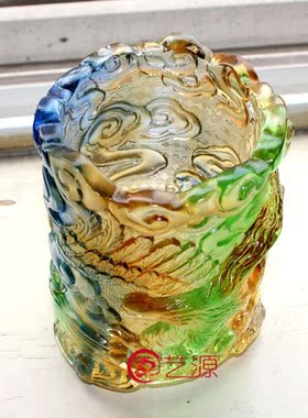 琉璃大展宏图笔筒送领导商务摆件