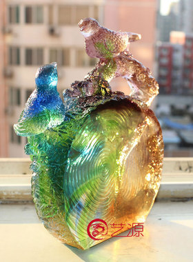 喜上眉梢琉璃情侣生日礼物摆件