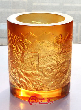 琉璃长城笔筒摆件办公桌书房饰品