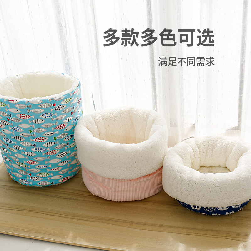 日式大桶猫窝猫咪冬季睡袋暖窝深度睡眠宠物窝圆形猫咪窝加厚保暖 - 图3