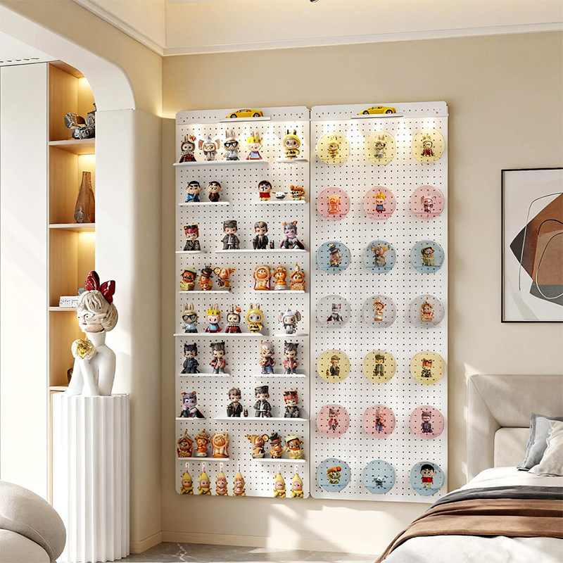 盲盒手办洞洞板置物架上墙面收纳架泡泡马特公仔展示架家用陈列架,淘宝优惠券,粉丝福利购,淘宝优惠卷