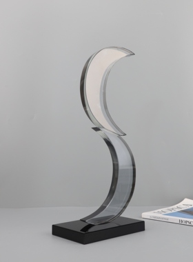 欧式轻奢烟灰叠层月牙水晶摆件