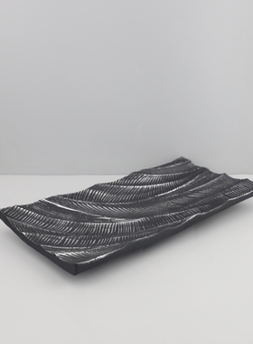 轻奢黑色创意树脂纹理流线果盘