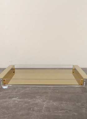 现代简约创意亚克力金属托盘卧室玄关书房客厅办公室餐厅工艺摆件