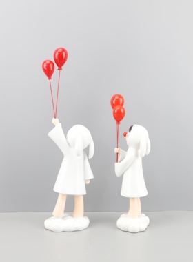 北欧简约气球女孩树脂摆件