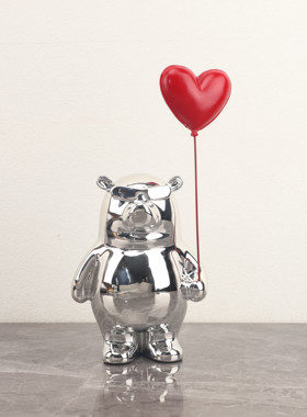 北欧创意简约爱心气球熊装饰摆件