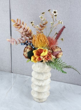 中古风大理石纹竹节花瓶摆件