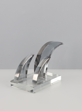 现代简约烟灰拱门月牙水晶摆件