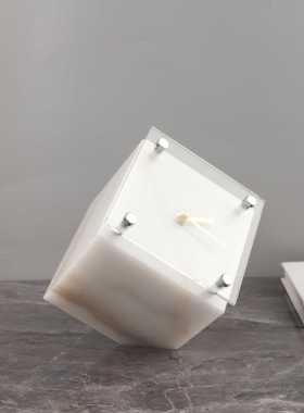 侘寂风大理石时钟钟表桌面摆件