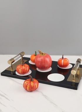 简约几何手提式方形水晶托盘摆件