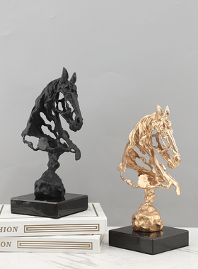 抽象金属镂空马头雕塑装饰摆件