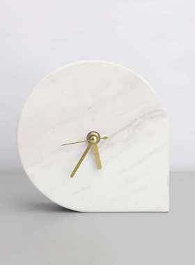 简约大理石时钟钟表桌面装饰摆件