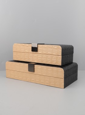 欧式创意橘黑拼接半圆金属皮革