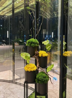 样板房酒店转门悬空挂着架构花艺设计公司转门