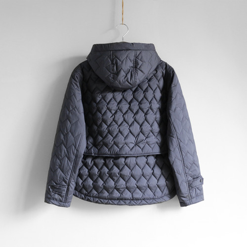 YUN韫初春冬季新品女装时尚连帽波浪格纹韩版宽松女棉衣外套 1597 - 图0