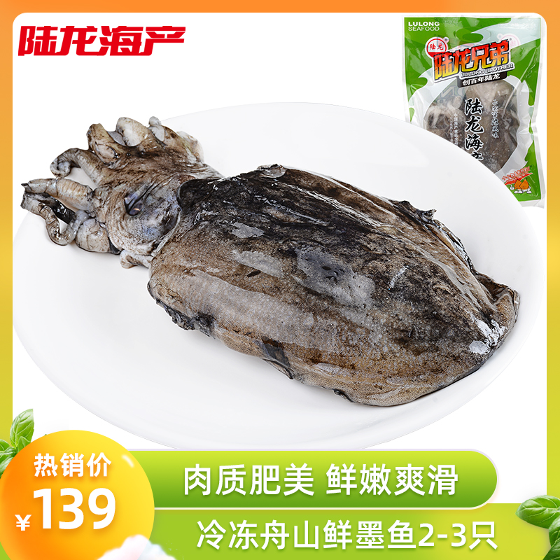 陆龙海产冷冻鲜墨鱼乌贼约2只/650g/袋 舟山海鲜水产冻品顺丰速配