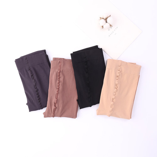 2双永春加大码丝袜连裤袜春秋款双面加裆加肥120D肉色踩脚打底袜 - 图2