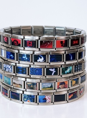 油画款模块手链diy叠戴vintage手链整条女生情侣生日礼物