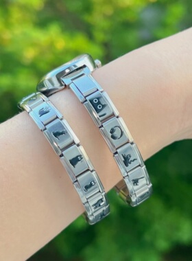 椭圆黑猫模块手表diy原创模块表带叠戴y2k复古手链新奇礼物