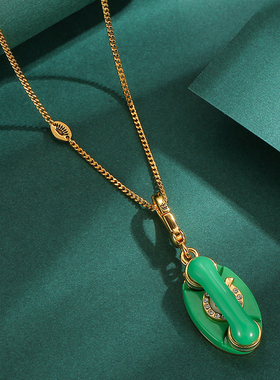 立体时尚绿色电话机吊坠