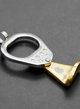 易拉罐拉环镶钻可活动钛钢项坠