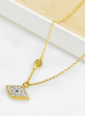 时尚气质镶钻蓝眼睛项链