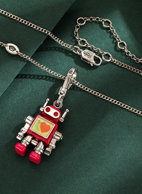 可活动印花机器人吊坠项链钥匙扣