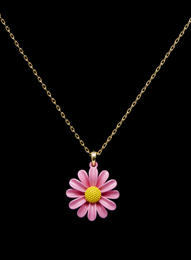 白色花朵可调节长款毛衣项链