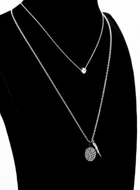 juicy一款多戴圆牌闪电锆石项链